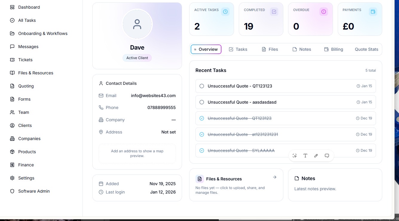 FINEST Planner client profile